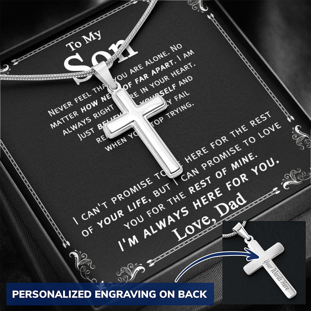 Father Son Gifts Cross Necklace Gift For My Son, Jewelry Gift for Son From Dad, Father to Son Necklace Dad and Son Gift Cross Pendant Gift For Son From Dad, Father Son Jewelry Gift for Men Boys Personalized Cross Necklace