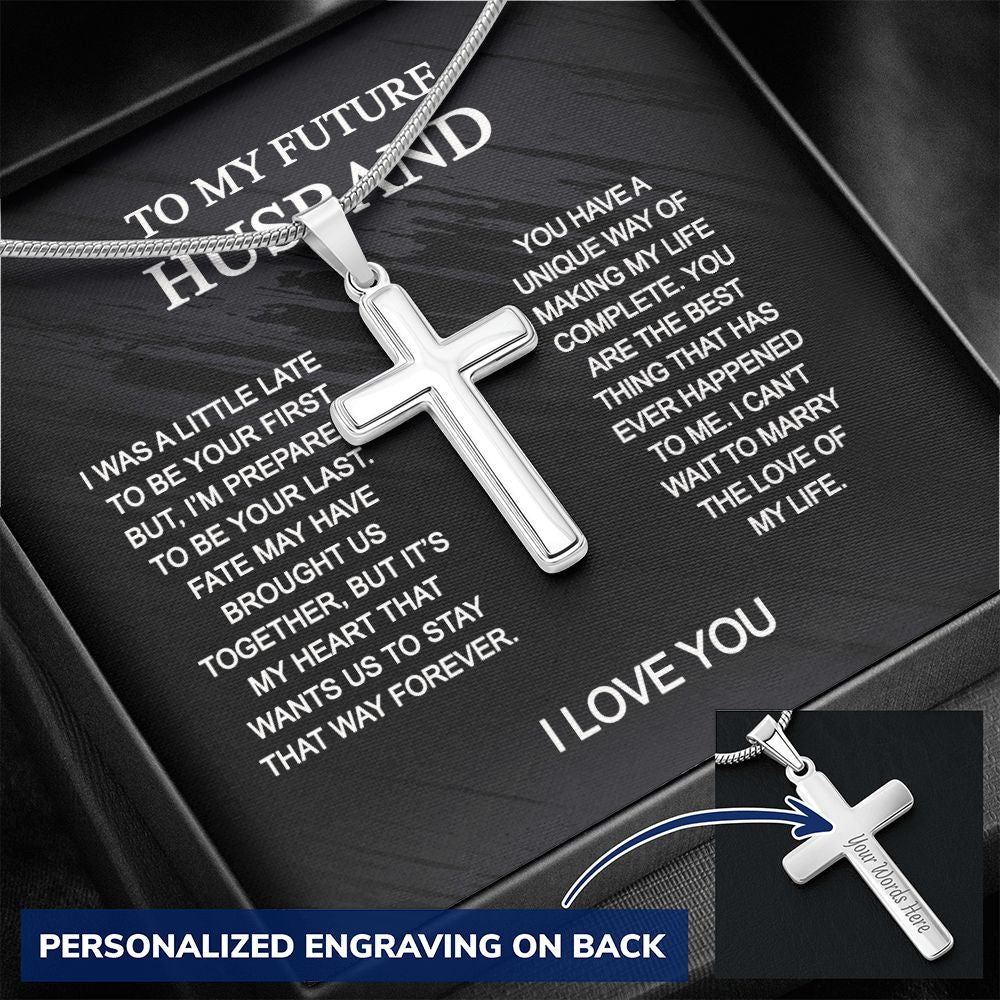 To My Husband Cross Necklace, Husband Necklace from Wife, Gifts For Husband From Wife, Gift For Groom From Bride On Wedding Day, Aniversary Birthday Gift For Him, Valentine Gift for Men8 Personalized Cross Necklace