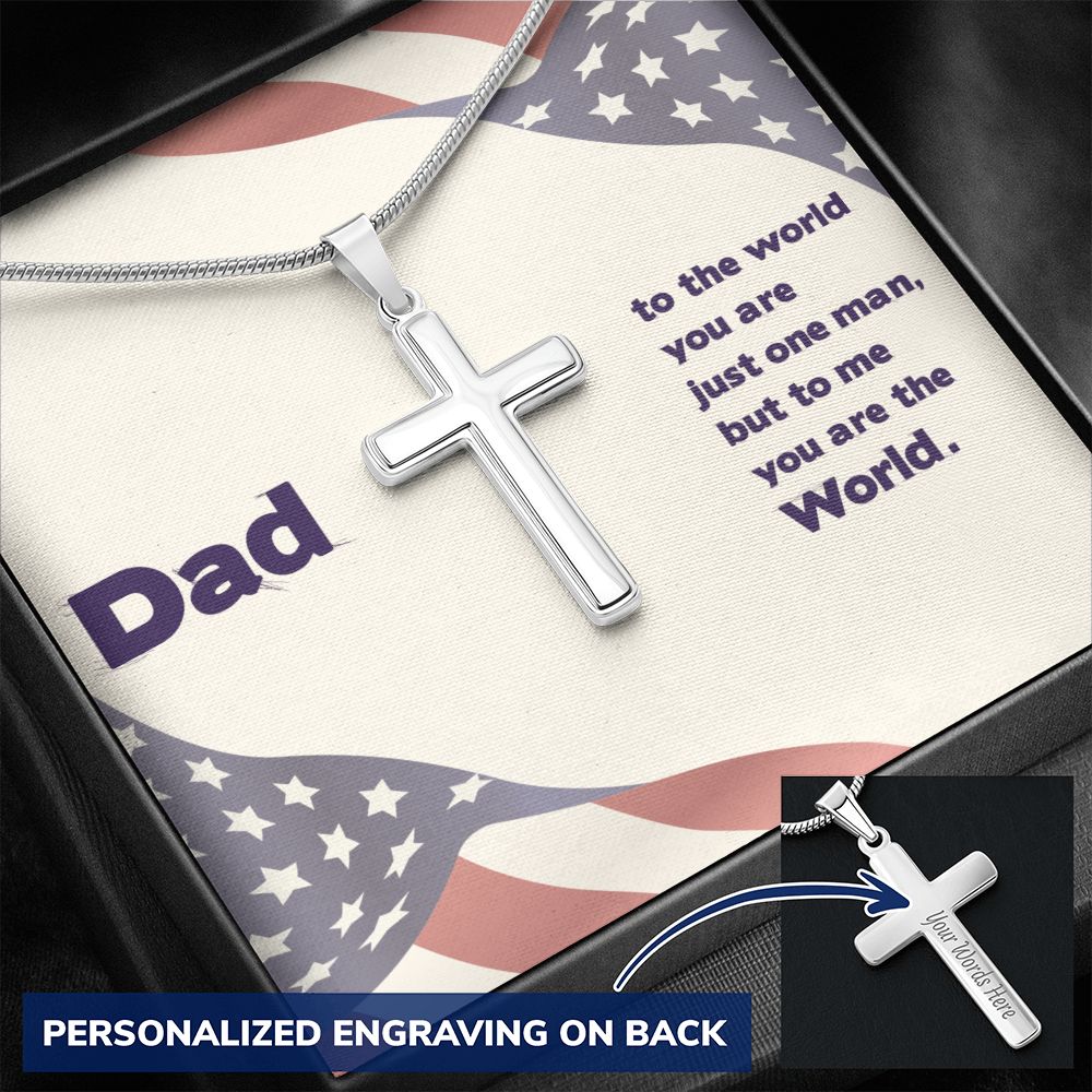 To My Dad Milittary Necklace Pendant Gift From Daughter Or Son Necklace To The World Happy Father's Day, To Dad Father In Law Gifts On Birthday Anniversary