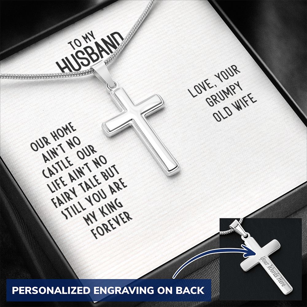 To My Husband Cross Necklace, Husband Necklace from Wife, Gifts For Husband From Wife, Gift For Groom From Bride On Wedding Day, Aniversary Birthday Gift For Him, Valentine Gift for Men12 Personalized Cross Necklace