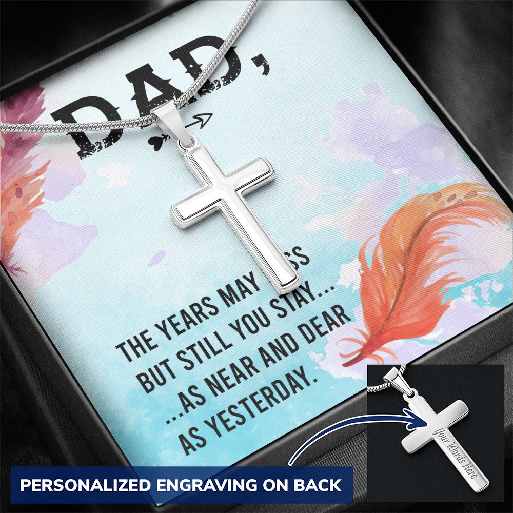 To My Dad Necklace Pendant Gift From Daughter Or Son Necklace For Dad The Years May Pass Dad Happy Father's Day, To Dad Father In Law Gifts On Birthday Anniversary
