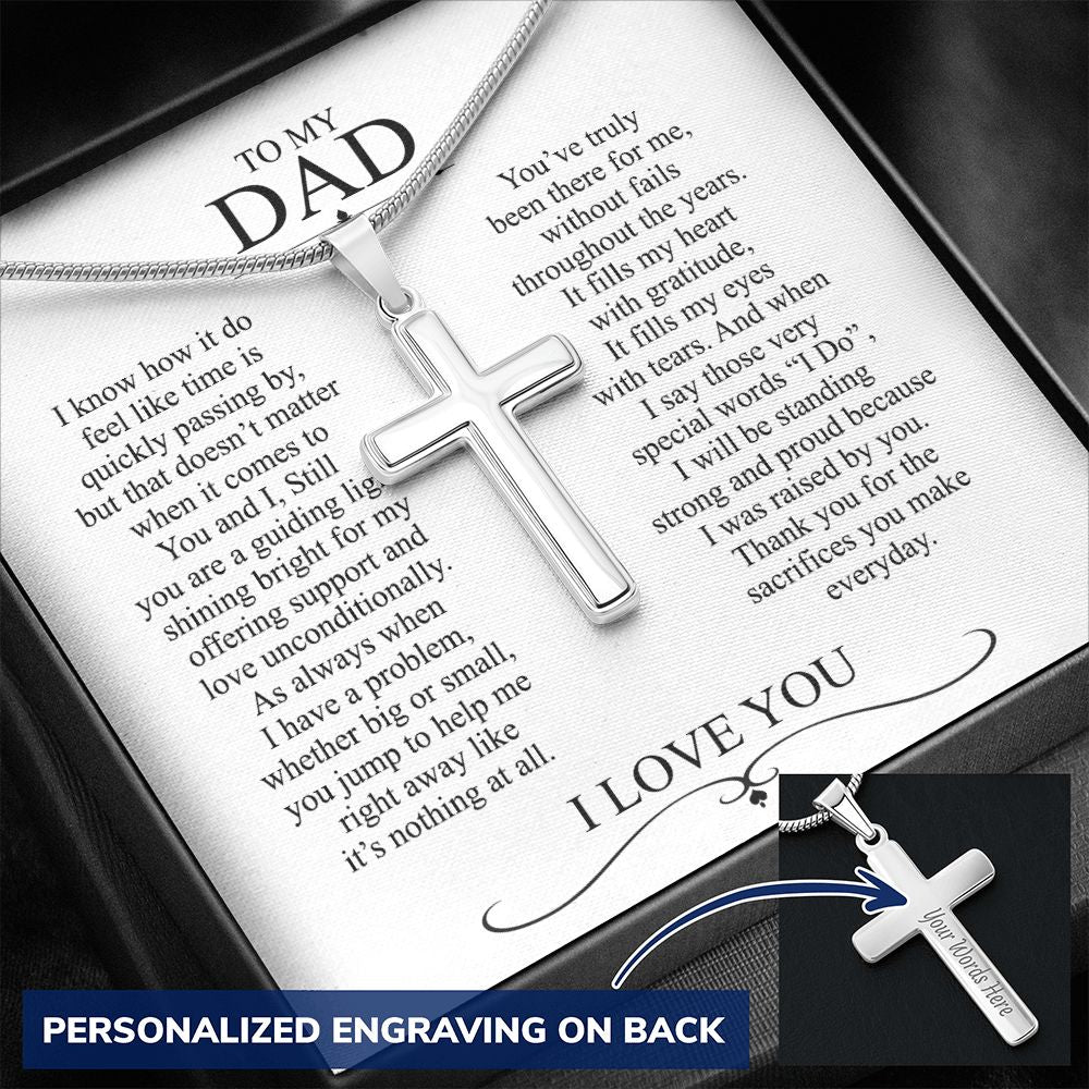 To My Dad Cross Necklace Gift For Dad On Happy Father's Day Jewelry For Men Gift Personalized Cross Necklace