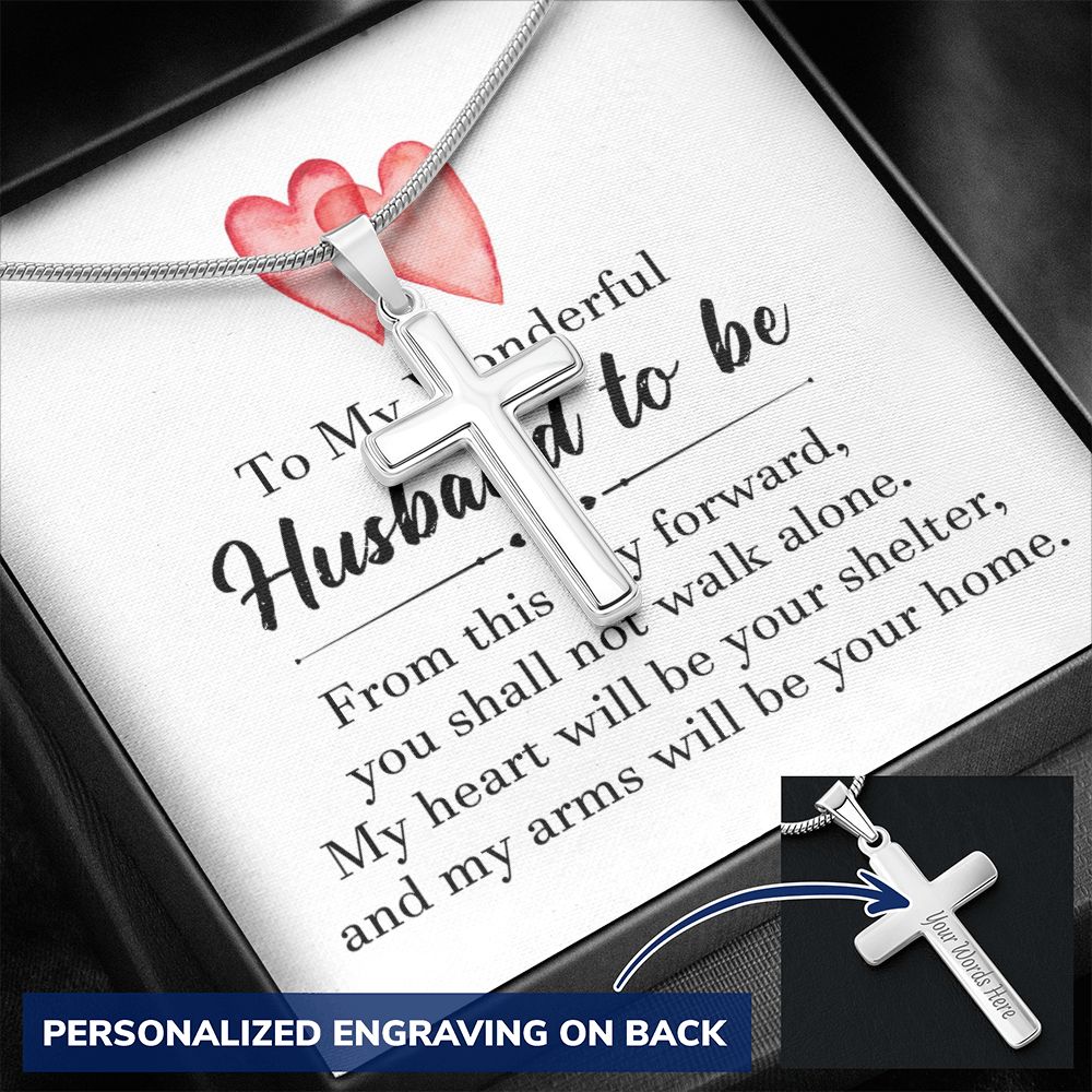 To My Husband Cross Necklace, Husband Necklace from Wife, Gifts For Husband From Wife, Gift For Groom From Bride On Wedding Day, Aniversary Birthday Gift For Him, Valentine Gift for Men13 Personalized Cross Necklace
