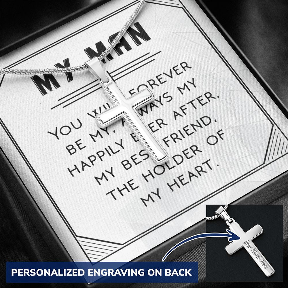 To My Man Necklace, Necklace For Husband, Gift For Husband, Gift For Man, Jewelry for Him, Necklace For Man, Valentine, Birthday, Christmas, Anniversary Jewelry for Men Personalized Cross Necklace