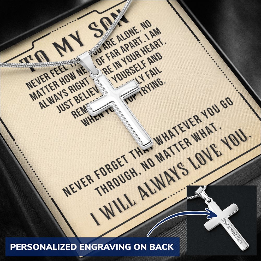 To My Son Cross Necklace Gift From Mom, Jewelry Gift for Him, Teenager Gift Necklace For Son, Birthday Gift for Son, Present From Mom Dad Cross Necklace, Christmas Graduation Gift Necklace For Son Personalized Cross Necklace