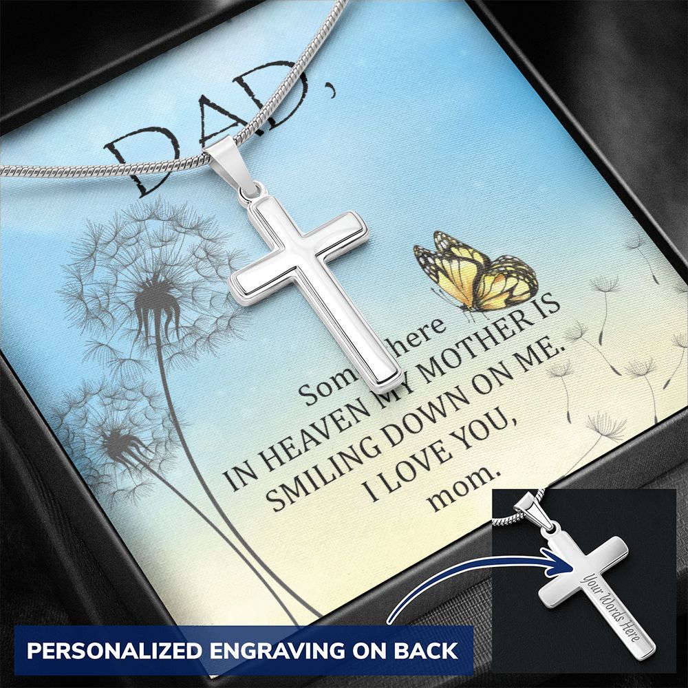 To My Dad Necklace Pendant Gift From Daughter Or Son Necklace For Dad Somewhere In Heaven Happy Father's Day, To Dad Father In Law Gifts On Birthday Anniversary