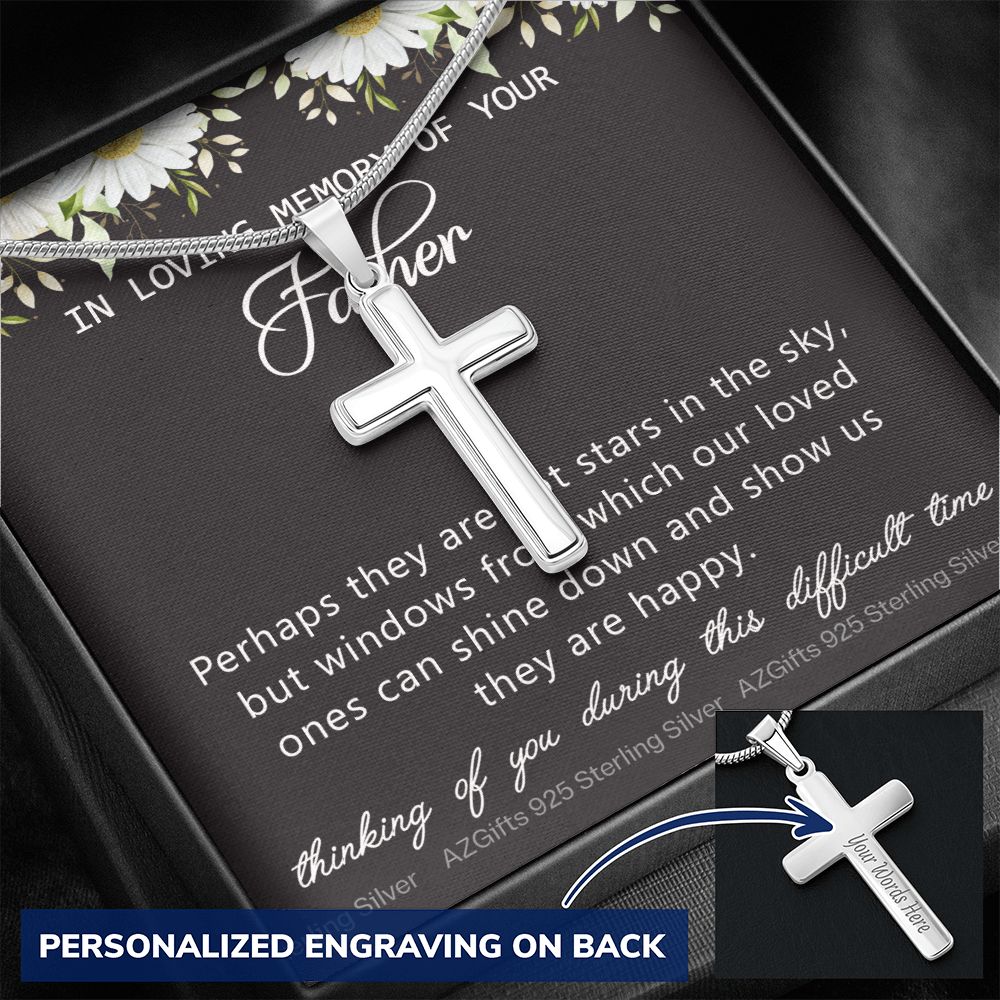Loss Of Father Sympathy Gift, Sympathy Gift Loss Of Father, Bereavement Gift Box, Loss Of Father Necklace, Loss Of Father, Memorial Gift Necklace for Women Personalized Cross Necklace