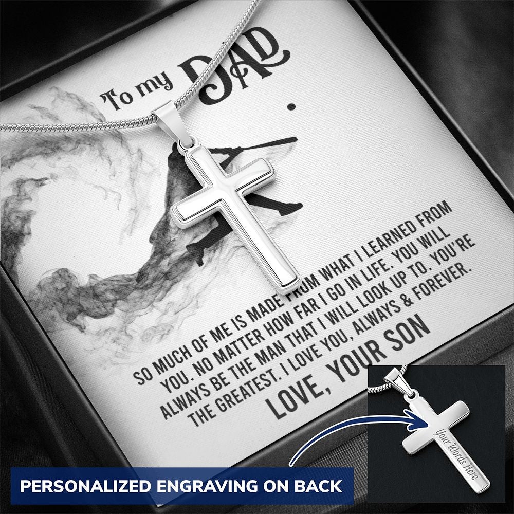 To My Dad Cross Necklace Gift for Men Dad Father Gift Necklace from Son Daughter Jewelry for Father Birthday Gift for Dad Baseball Gift for Men Father Son Gifts, Baseball Cross Necklace Gift For Dad Personalized Cross Necklace