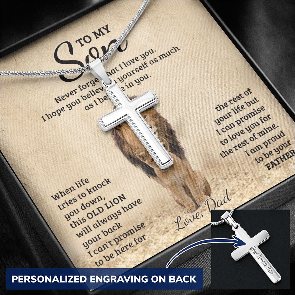 To My Son Necklace From Mom, Son Gifts From Mom and Dad, Mother and Son Necklace, Birthday Gift For My Son Graduation Christmas Faith Cross Necklace Present Personalized Cross Necklace