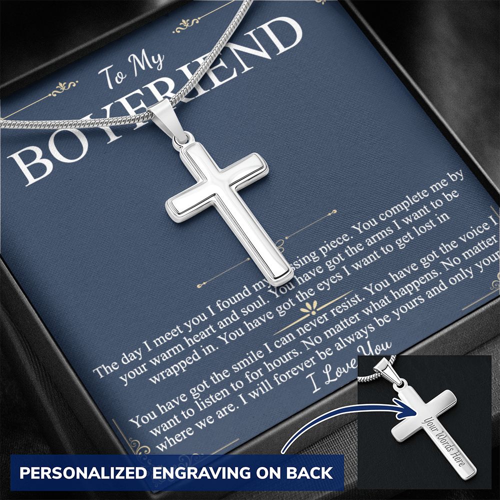 Boyfriend Gift Chain Necklace Promise Necklace for Boyfriend Boyfriend Christmas Personalized Cross Necklace