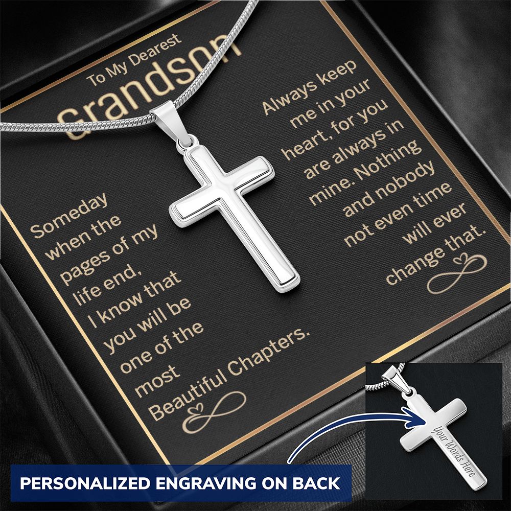 To My Grandson Gift for Grandson Best Birthday Gift Cross Necklace for Grandson 175220747956