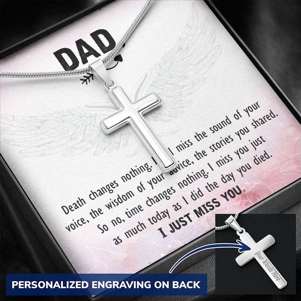 To My Dad Angel Necklace Pendant Gift From Daughter Or Son Necklace Death Changes Nothing Happy Father's Day, To Dad Father In Law Gifts On Birthday Anniversary