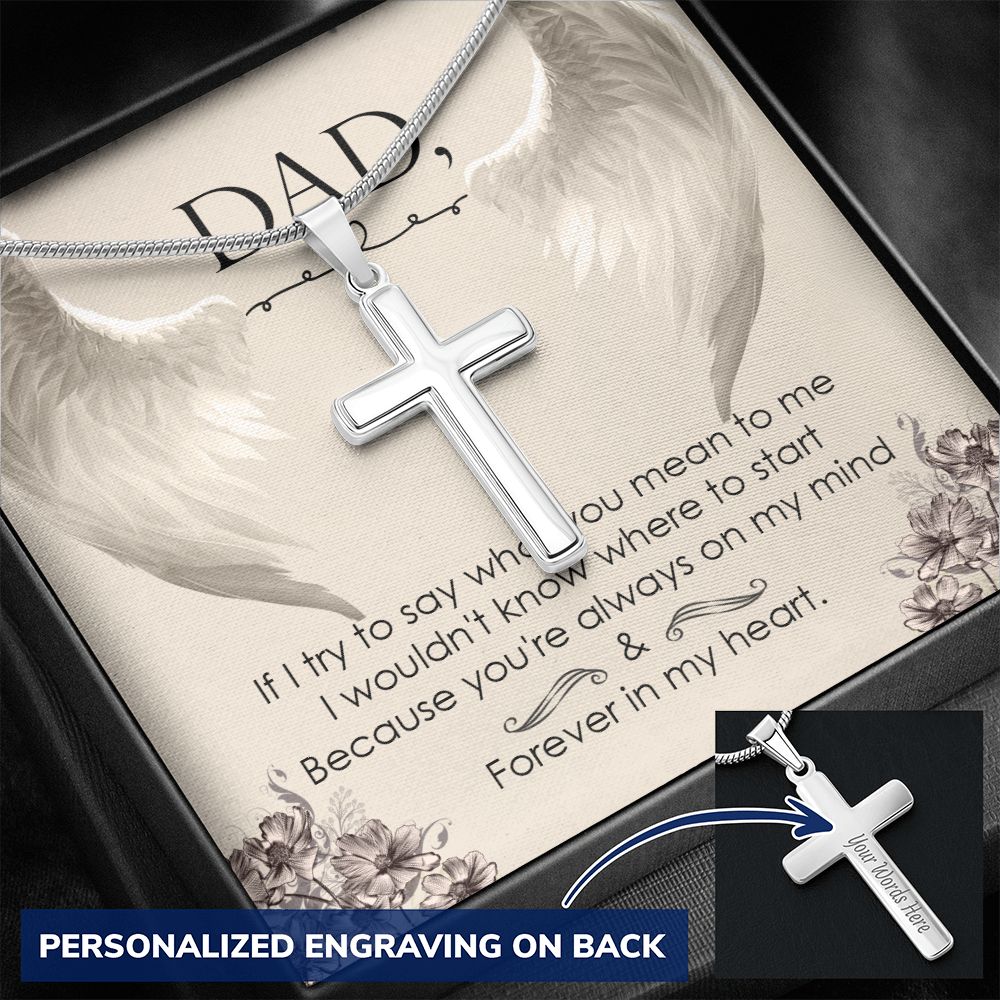 To My Dad Wings Necklace Pendant Gift From Daughter Or Son Necklace If I Try To Say Happy Father's Day, To Dad Father In Law Gifts On Birthday Anniversary