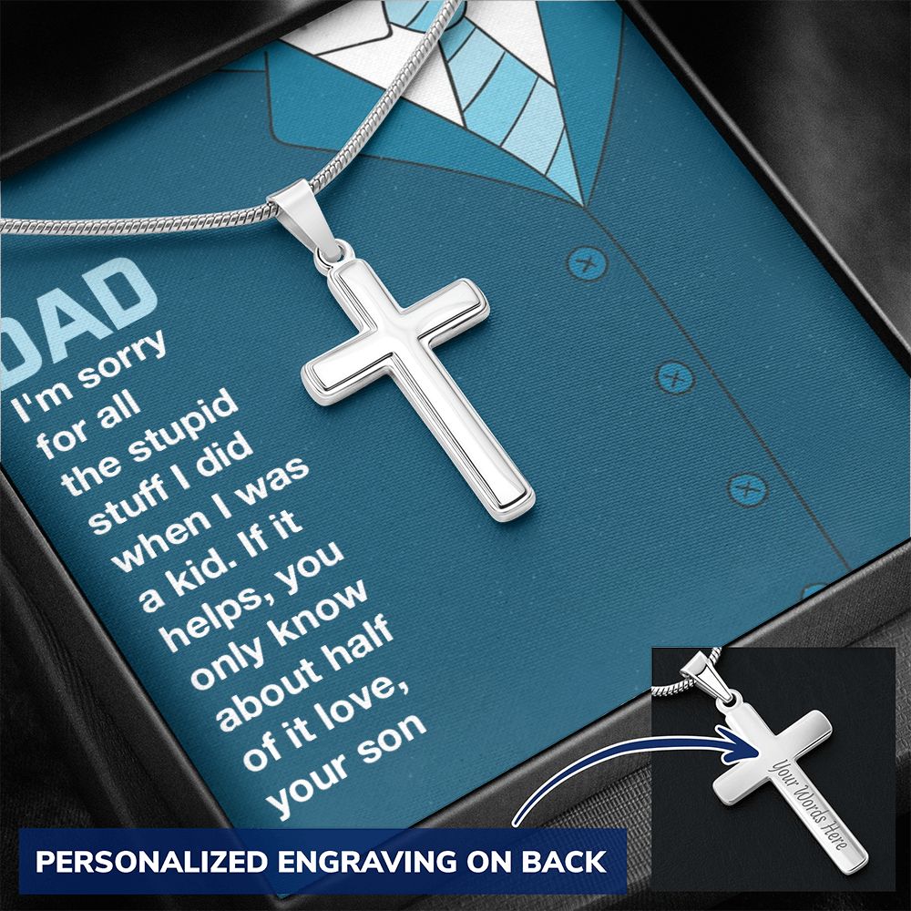 Sterling Silver Cross Necklace Gifts for Men, Cross Necklace for Men Religious Gifts for Men Baptism Gifts Anniversary Valentines Day Gifts for Him Fathers Day Christmas Gifts for Dad Son Boyfriend