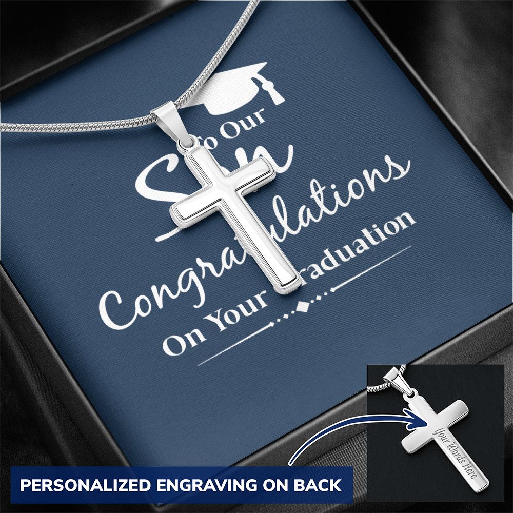 To My Son Necklace From Mom, Son Gifts From Mom and Dad, Mother and Son Necklace, Birthday Gift For My Son Graduation Christmas Faith Cross Necklace Present14 Personalized Cross Necklace