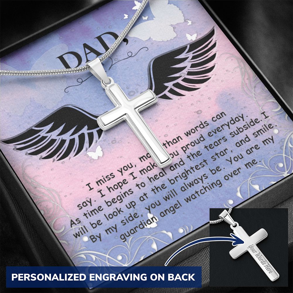 To My Dad Wings Necklace Pendant Gift From Daughter Or Son Necklace I Miss You More Than Happy Father's Day, To Dad Father In Law Gifts On Birthday Anniversary