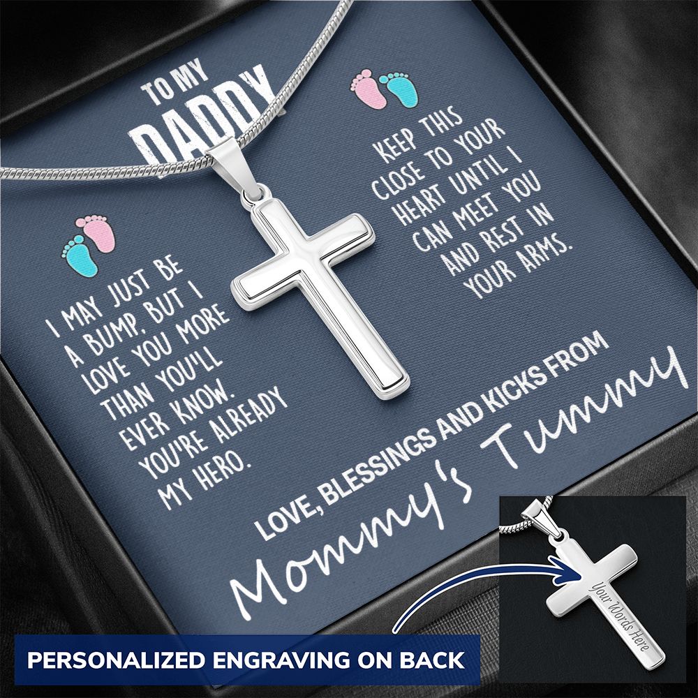 Jewelry For Mens - Father and Daughter To My My Daddy Necklace Cross Necklace Luxury Jewelry On Birthday, Christmas, Father's Day Necklace Pendant Jewelry For Dad Cross Necklace And Message Personalized Cross Necklace