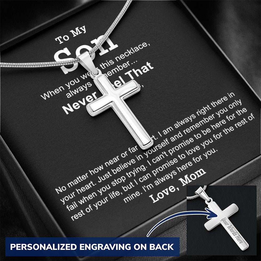 To My Son Cross Necklace from Mom, Gifts Cross Necklace for Son On Christmas, Cross Necklace for Son from Mom, Cross Pendant Gift for Sons from Mothers Jewelry for Son from Mom Birthday Gift for Son Personalized Cross Necklace
