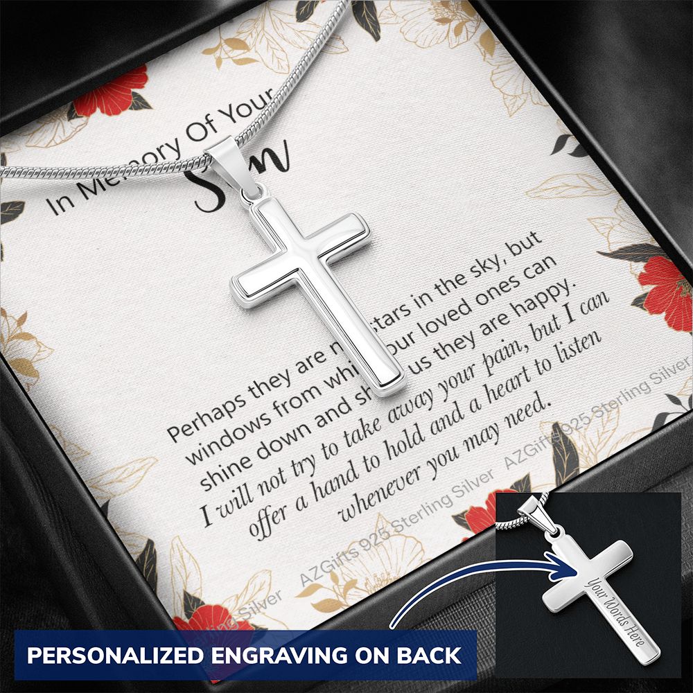 In Memory Of Your Son Gift, Sympathy Loss Of Son, Memorial Gift For Loss Of Son , Sympathy Gift Loss Of A Son, Loss Of A Son, Loss Of Son Necklace for Women Personalized Cross Necklace
