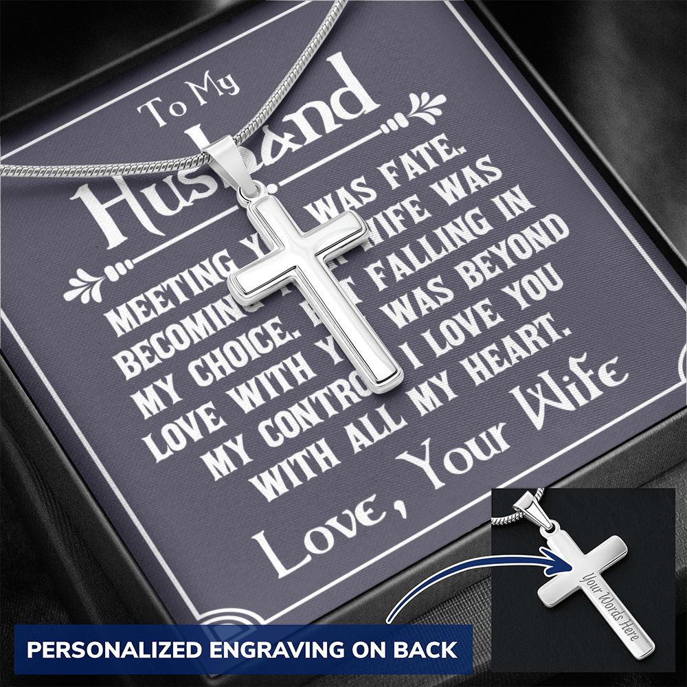 To My Husband Necklace, Necklace For Husband, Gift For Husband, Gift For Man, Jewelry for Him, Necklace For Man, Valentine, Birthday, Christmas, Anniversary Jewelry for Men2 Personalized Cross Necklace