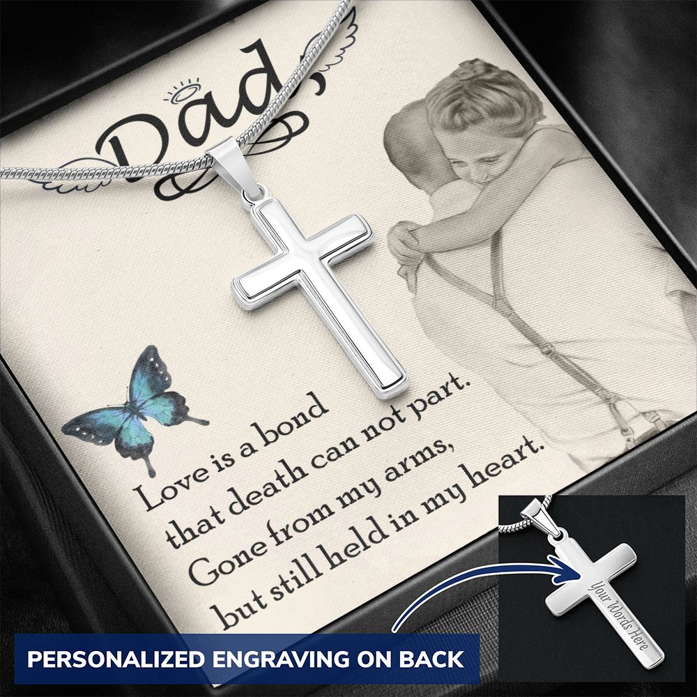 To My Dad Wings Necklace Pendant Gift From Daughter Or Son Necklace Love Is Bond Happy Father's Day, To Dad Father In Law Gifts On Birthday Anniversary