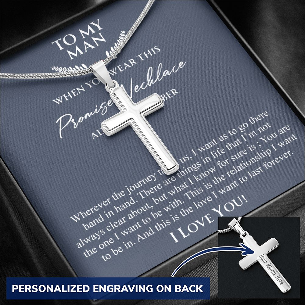 To My Man Necklace Anniversary Gift for Boyfriend, Boyfriend Birthday Gift 175087501988 Personalized Cross Necklace