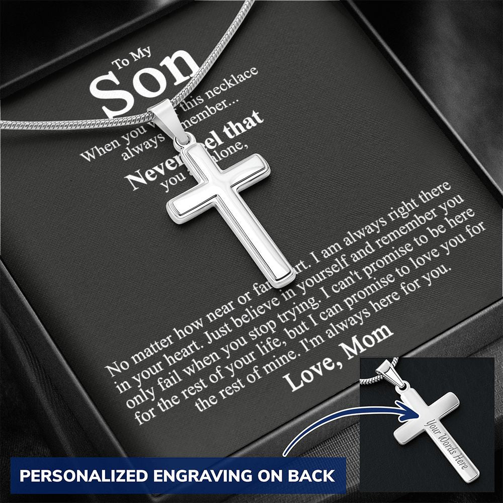 To My Son Cross Necklace from Mom, Cross Pendant Gifts for Son, Pendant Gift for Son On Birthday Anniversary Jewelry For Men, Christmas Necklace Gift For Son, Artisan Cross Necklace Gift For Son Personalized Cross Necklace