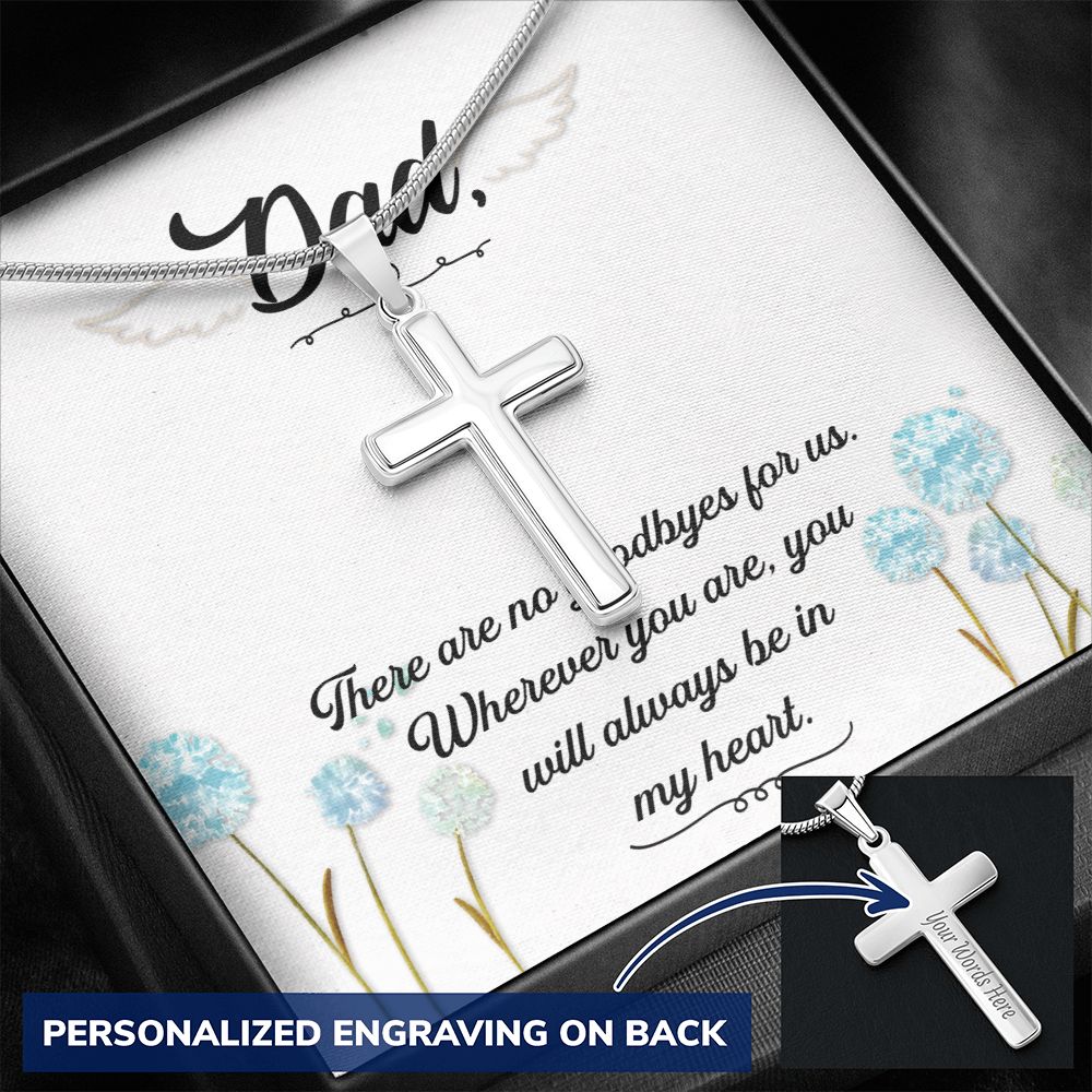 To My Dad Wings Necklace Pendant Gift From Daughter Or Son Necklace There Are No Goodbyes Happy Father's Day, To Dad Father In Law Gifts On Birthday Anniversary