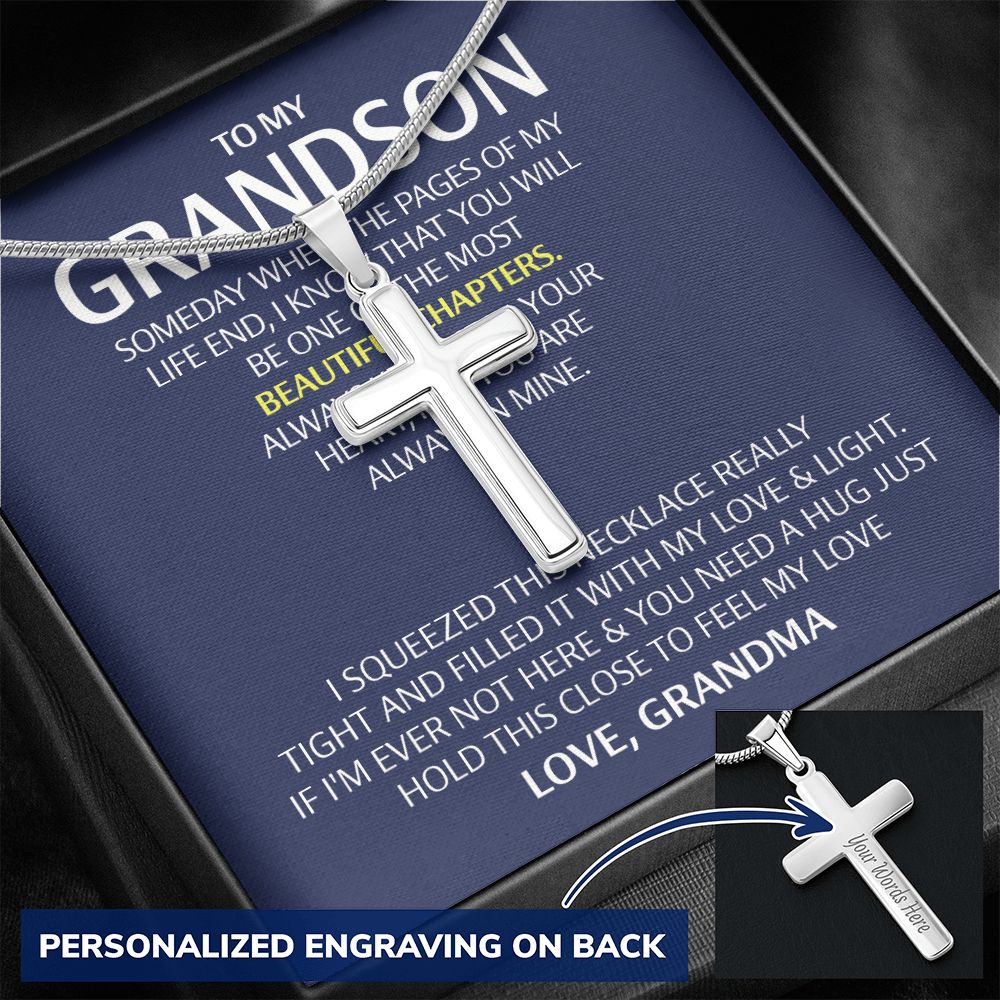 Jewelry For Mens - To My Grandson Cross Necklace Gifts From Grandma Gift for grandson, Of My Life Cross Necklace for Grandson, Grandma to grandson Gift, Birthday, Graduation, Communion gift Personalized Cross Necklace