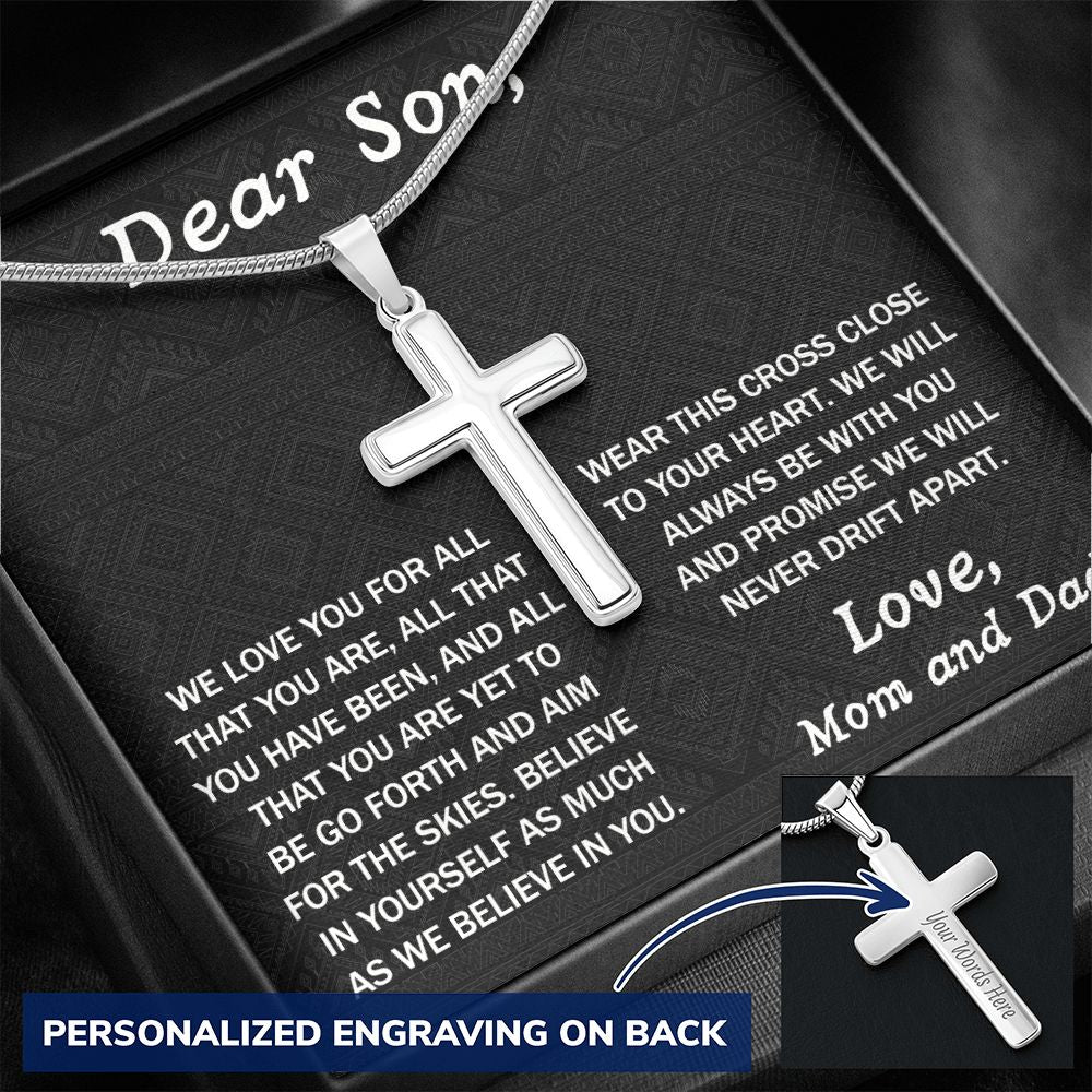 To My Son Necklace From Mom, Son Gifts From Mom and Dad, Mother and Son Necklace, Birthday Gift For My Son Graduation Christmas Faith Cross Necklace Present7 Personalized Cross Necklace
