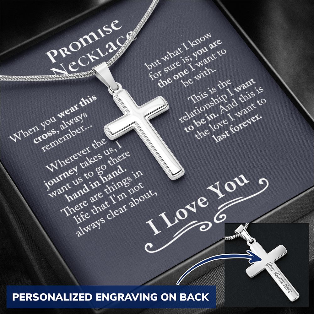Promise Necklace For Him, Promise Gift For Him, Promise Jewelry Rings For Him Jewelry For Men Stainless Artisan Crafted Cross Necklace with Message Card Luxury Box Personalized Cross Necklace