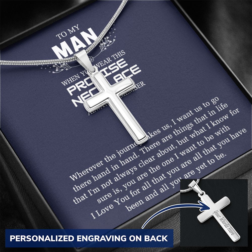 Sentimental Gifts for Boyfriend Birthday Unique, To My Man Jewelry Gift From Soulmate Wife Stainless Artisan Crafted Cross Necklace with Message Card Luxury Box Personalized Cross Necklace