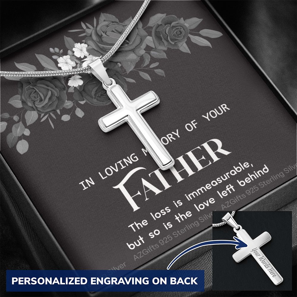 In Loving Memory Of Your Father, Sympathy Gift Loss Of Father, Bereavement Gift Box, Loss Of Father Necklace, Loss Of Father, Memorial Gift Personalized Cross Necklace
