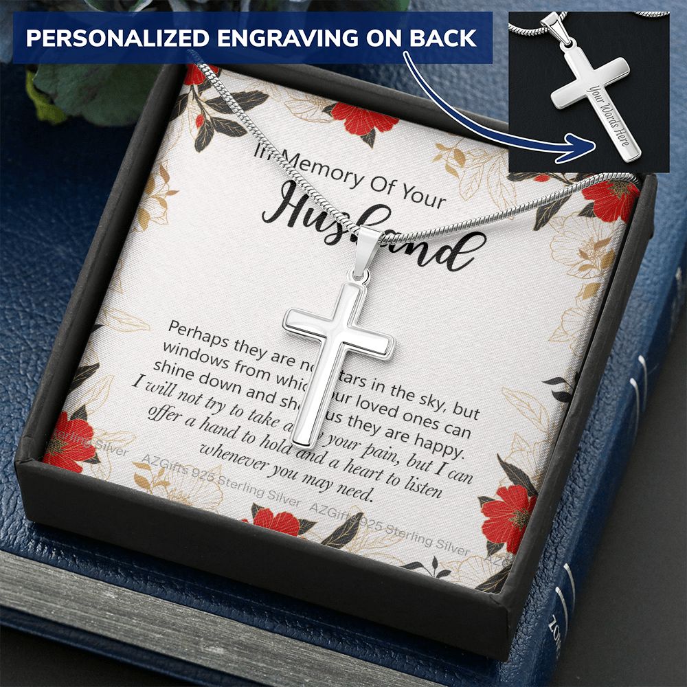 In Memory Of Your Husband Gift, Sympathy Gift Loss Of Husband, Bereavement Gift Box, Loss Of Husband Necklace, Loss Of A Husband Personalized Cross Necklace