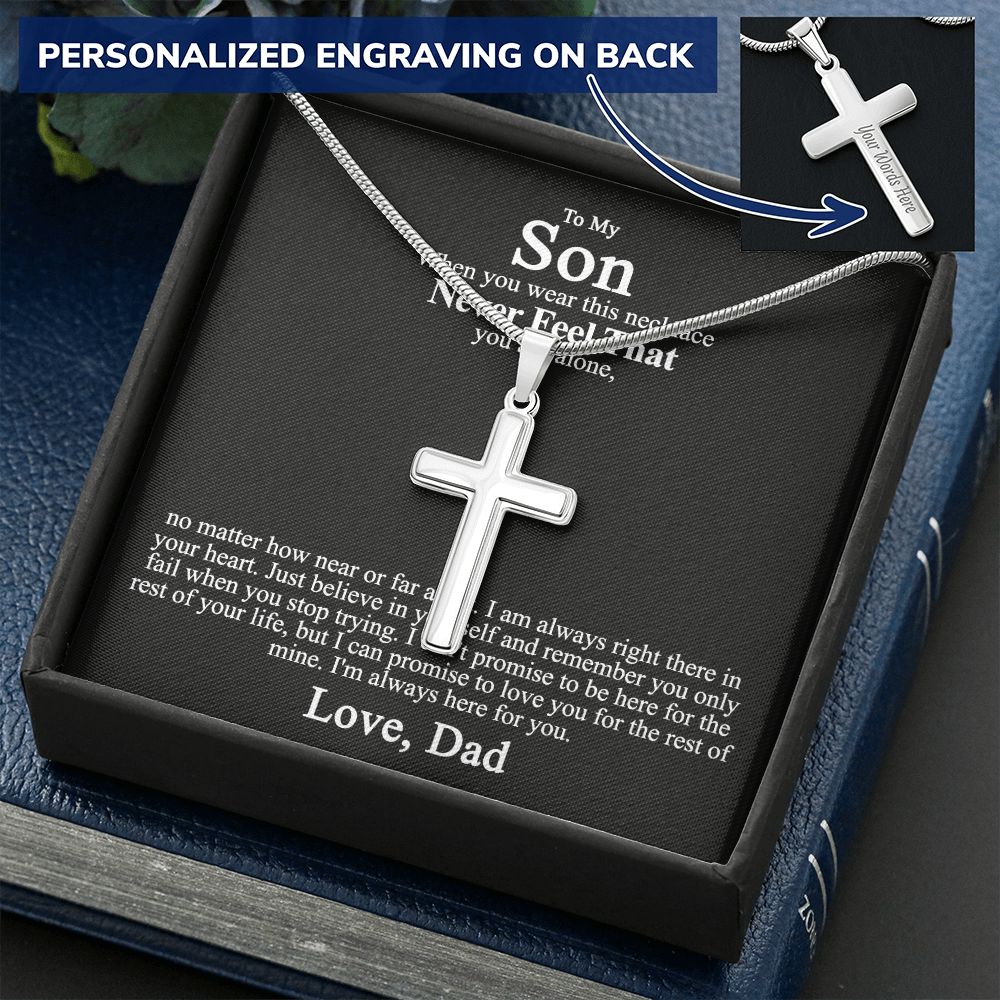 Father to Son Cross Necklace, Father Son Necklace Gift, Christmas Necklace for Son, To My Son From Dad Jewelry For Men Stainless Artisan Cross Necklace For Men  Pendant Cross Boys Gift Necklace Personalized Cross Necklace 2222