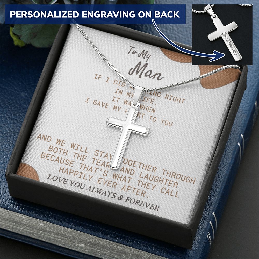 To My Man Cross Necklace From Soulmate, Wife To Husband Cross Necklace, Christmas Necklace Gift For Boyfriend, Jewelry Gift For Mens, Gift Necklace For Man Pendant Cross Necklace Gift For Him Personalized Cross Necklace 2222