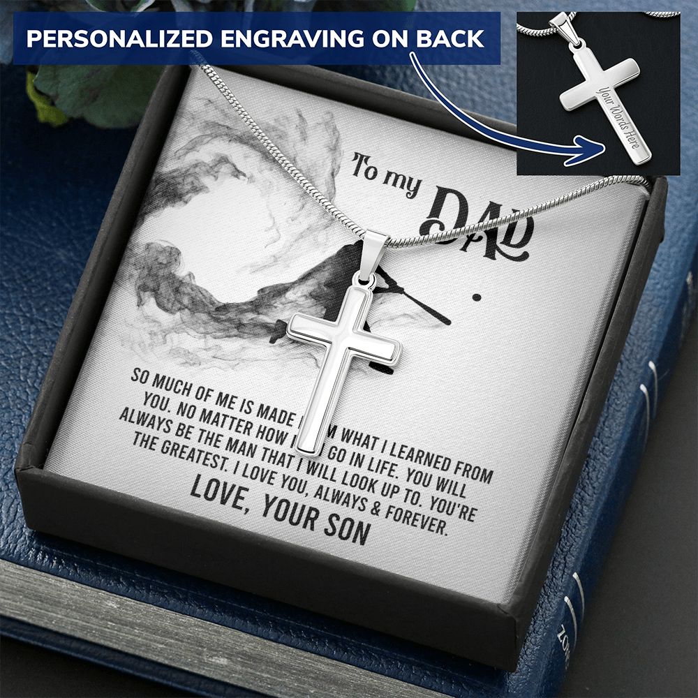 To My Dad Cross Necklace Gift for Men Dad Father Gift Necklace from Son Daughter Jewelry for Father Birthday Gift for Dad Baseball Gift for Men Father Son Gifts, Baseball Cross Necklace Gift For Dad Personalized Cross Necklace