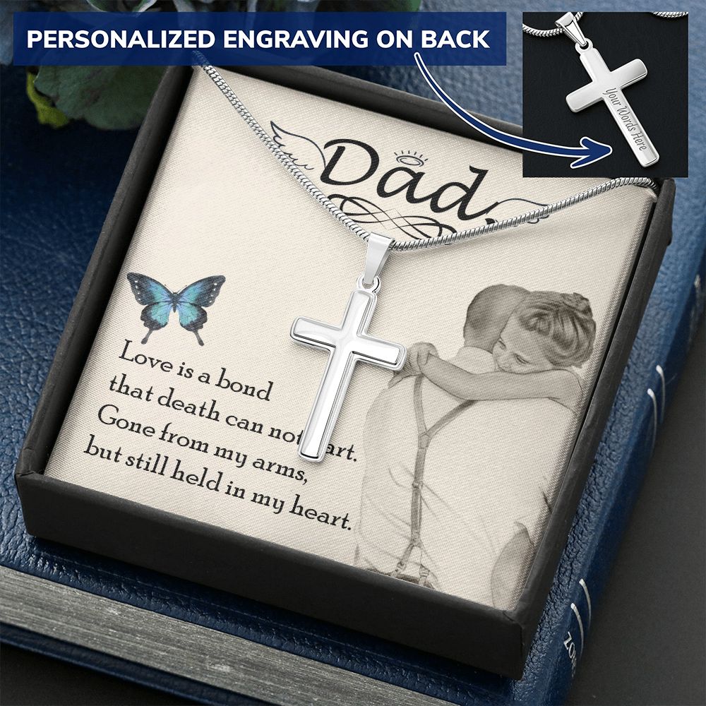 To My Dad Wings Necklace Pendant Gift From Daughter Or Son Necklace Love Is Bond Happy Father's Day, To Dad Father In Law Gifts On Birthday Anniversary