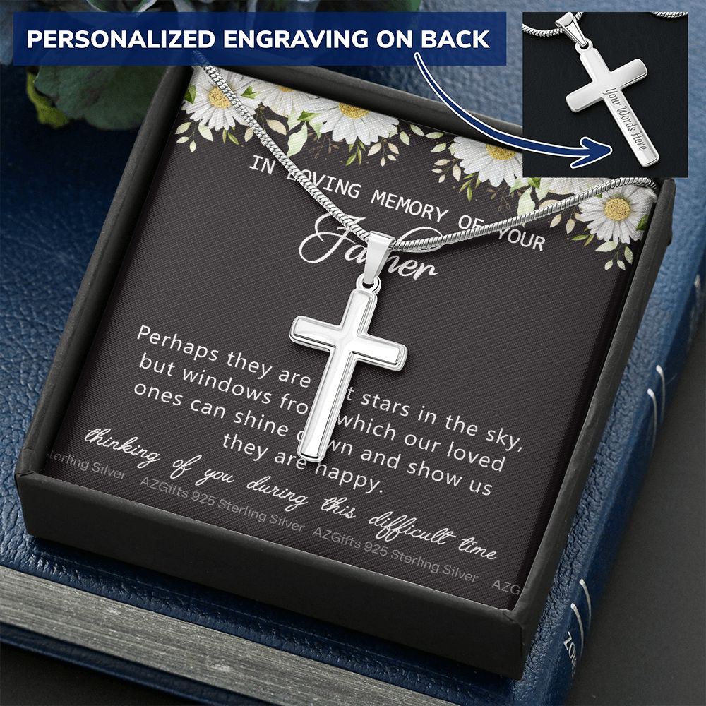 Loss Of Father Sympathy Gift, Sympathy Gift Loss Of Father, Bereavement Gift Box, Loss Of Father Necklace, Loss Of Father, Memorial Gift Necklace for Women Personalized Cross Necklace