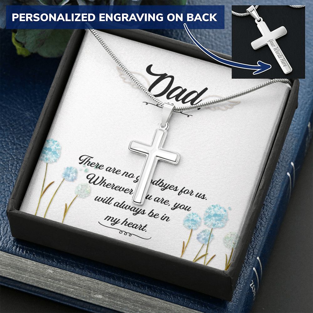 To My Dad Wings Necklace Pendant Gift From Daughter Or Son Necklace There Are No Goodbyes Happy Father's Day, To Dad Father In Law Gifts On Birthday Anniversary