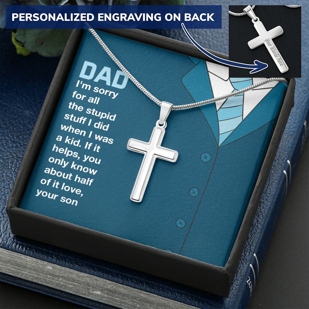 Sterling Silver Cross Necklace Gifts for Men, Cross Necklace for Men Religious Gifts for Men Baptism Gifts Anniversary Valentines Day Gifts for Him Fathers Day Christmas Gifts for Dad Son Boyfriend