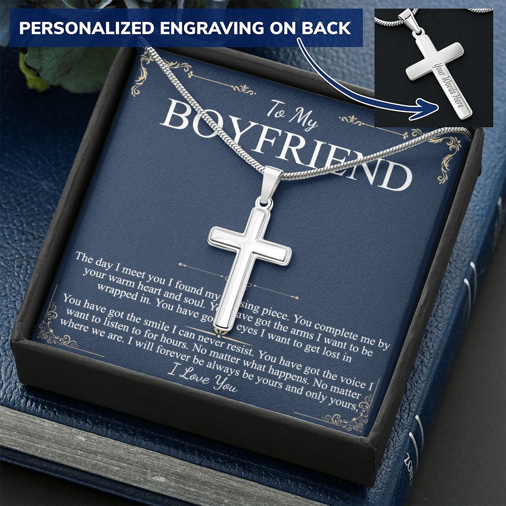 Boyfriend Gift Chain Necklace Promise Necklace for Boyfriend Boyfriend Christmas Personalized Cross Necklace