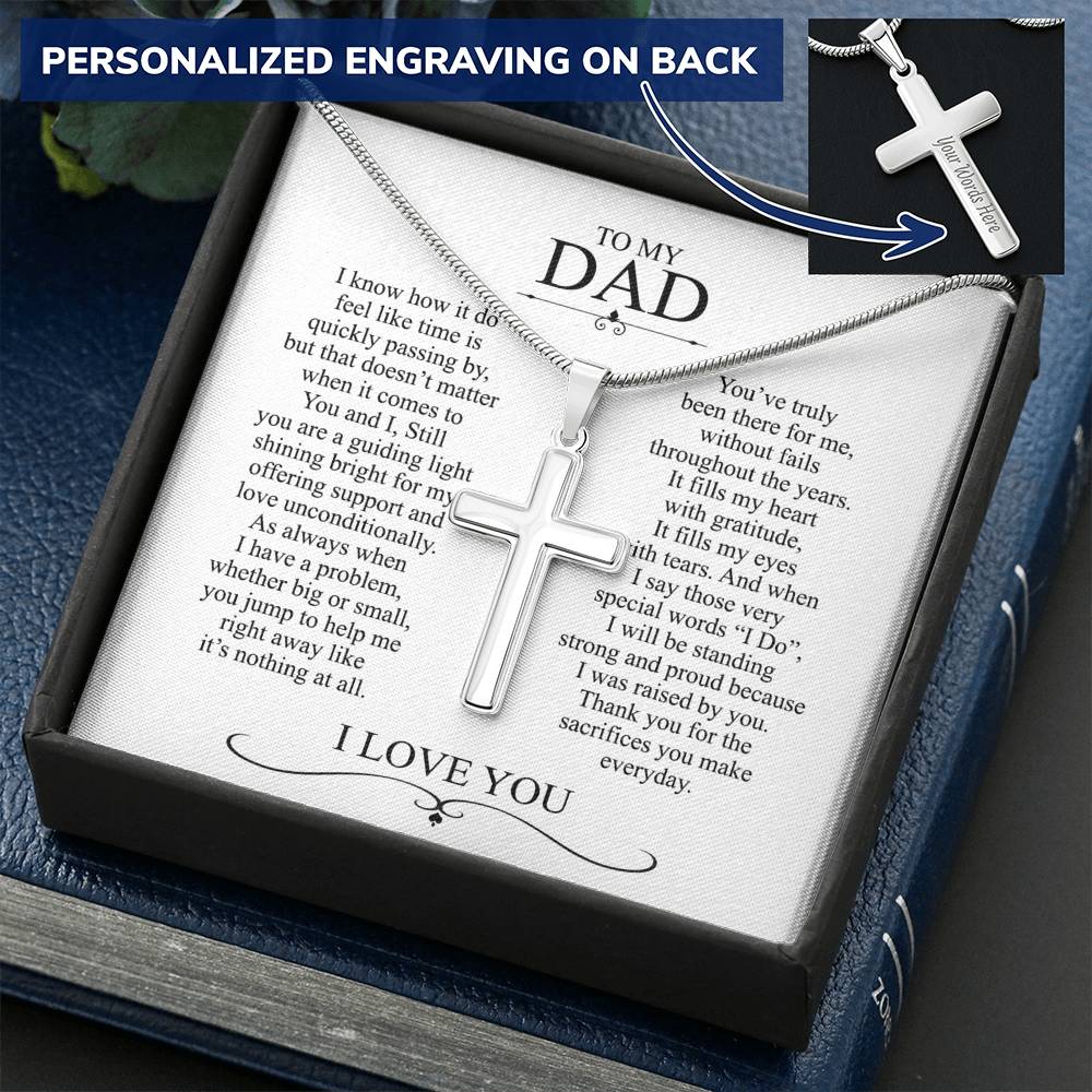 To My Dad Cross Necklace Gift For Dad On Happy Father's Day Jewelry For Men Gift