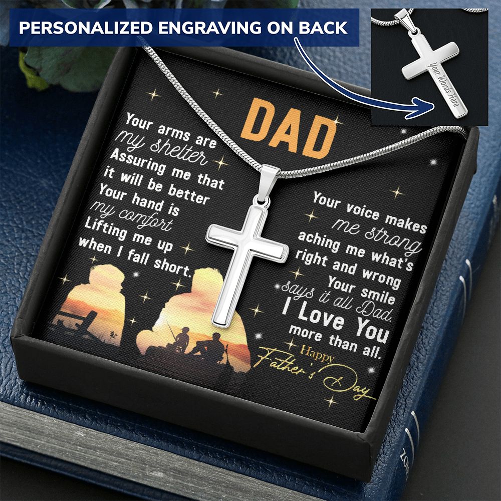 Father's Day Necklace Gift, To My Dad Cross Necklace Gift From Son, Father And Son Cross Necklace Gift For Him, Jewelry Gift For Man, Dad Gift Necklace, Happy Father's Day Necklace, Pendant For Dad Personalized Cross Necklace 2222