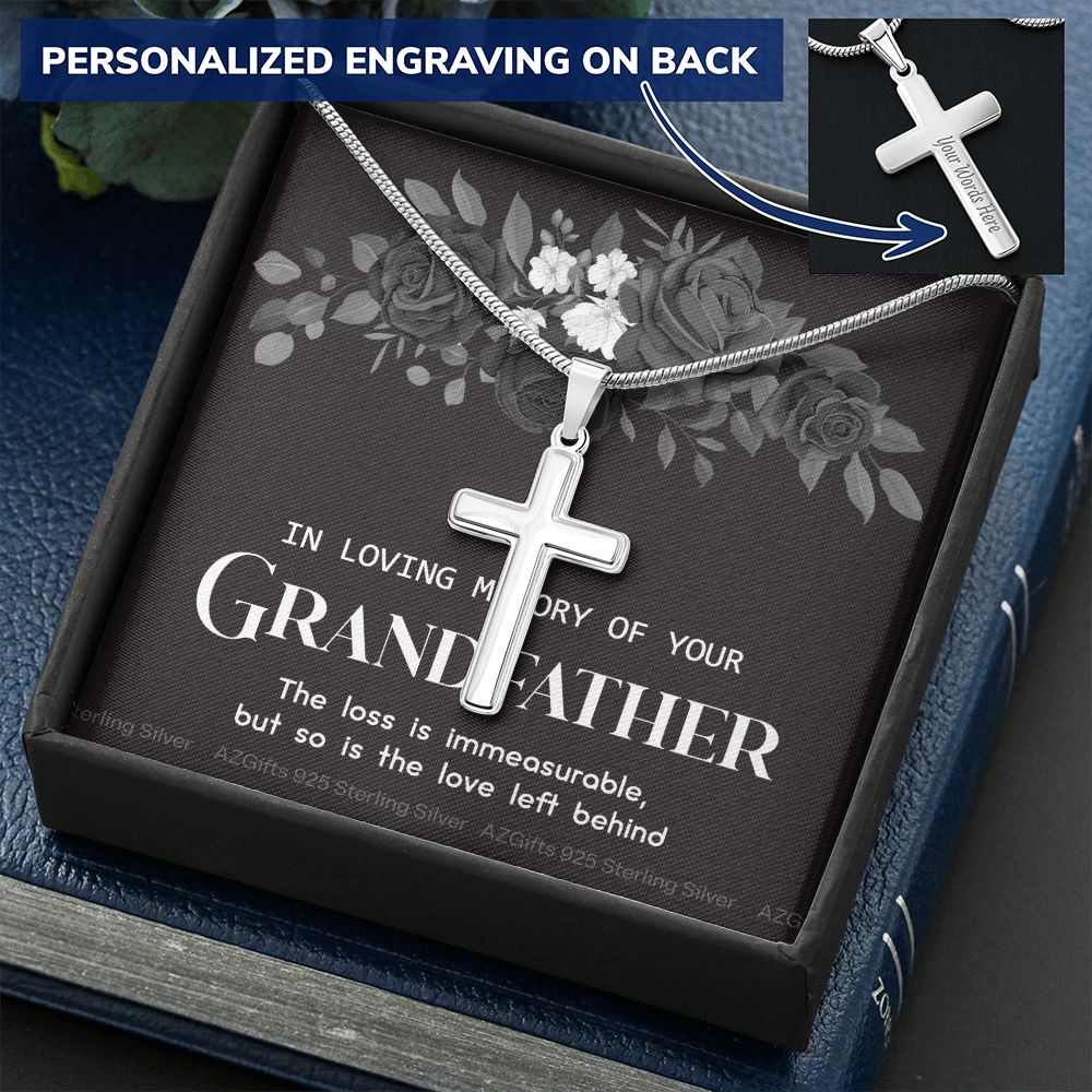 Grandfather Memorial Gift, Loss Of Grandfather, Loss Grandfather, Loss Of A Family Member, Memorial Gift For Loss Of, Grandpa Memorial Keepsake Jewelry, Necklace for Women Personalized Cross Necklace