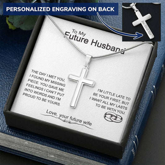 To My Future Husband Cross Necklace Gift For Men From Wife, Jewelry For Men Gift