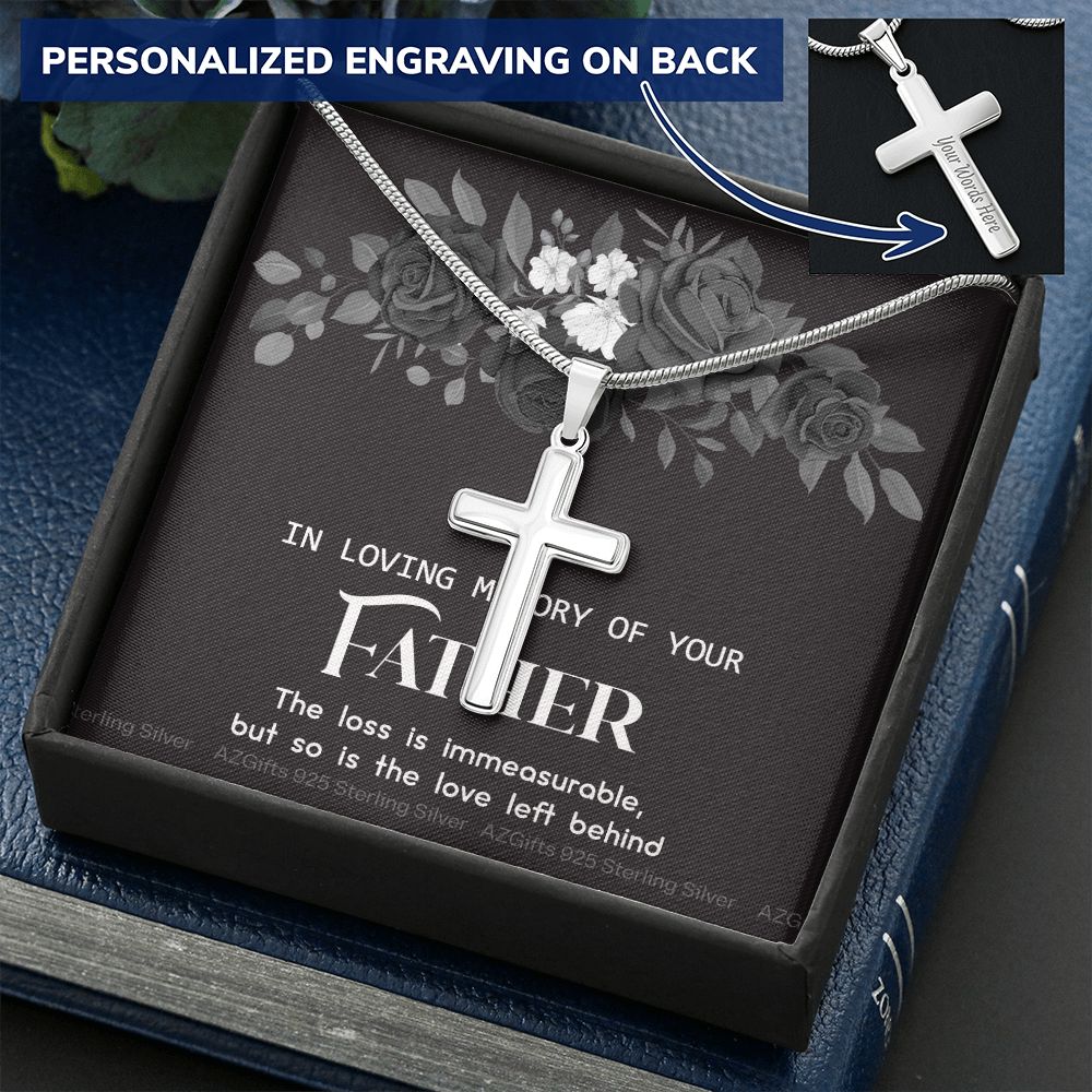 In Loving Memory Of Your Father, Sympathy Gift Loss Of Father, Bereavement Gift Box, Loss Of Father Necklace, Loss Of Father, Memorial Gift Personalized Cross Necklace