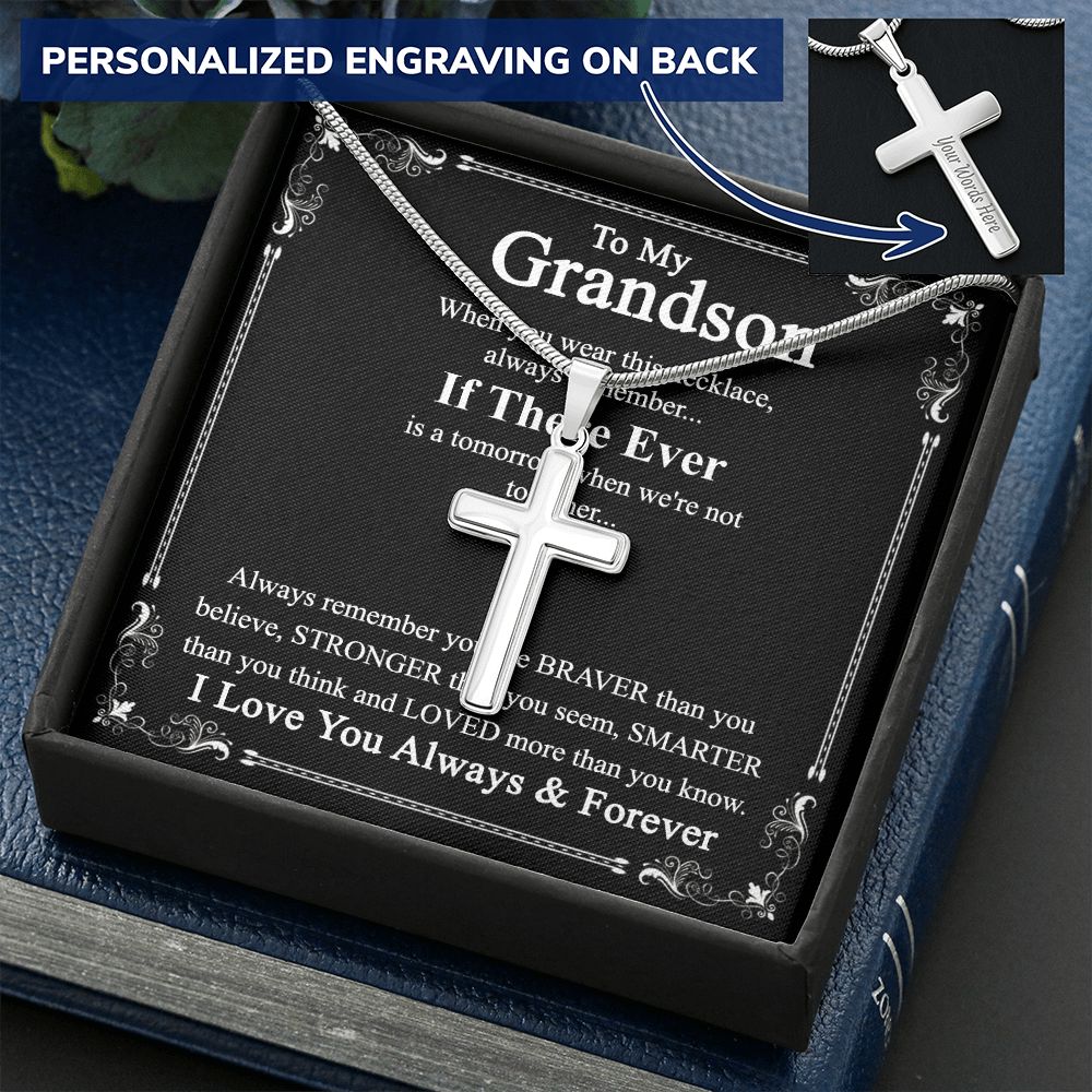Grandson Gift Cross Necklace for Grandson, Keepsake Gifts Cross Necklace for Grandsons, Personalized Gifts Cross Necklace for Grandson Christmas Birthday Gift for Grandson, Jewelry Gift For Boy Personalized Cross Necklace 2222