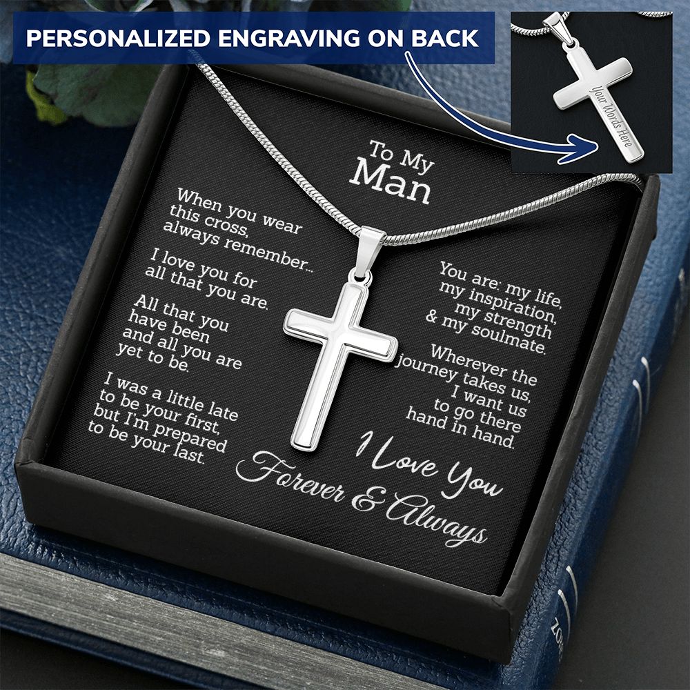 To My Man Cross Necklace From Woman, Soulmate This Cross Always Remember Necklace, Jewelry Gift For Men, Mans Gift Necklace, Man And Soulmate Cross Necklace Gift For Him, Love You And Always Necklace Personalized Cross Necklace 2222