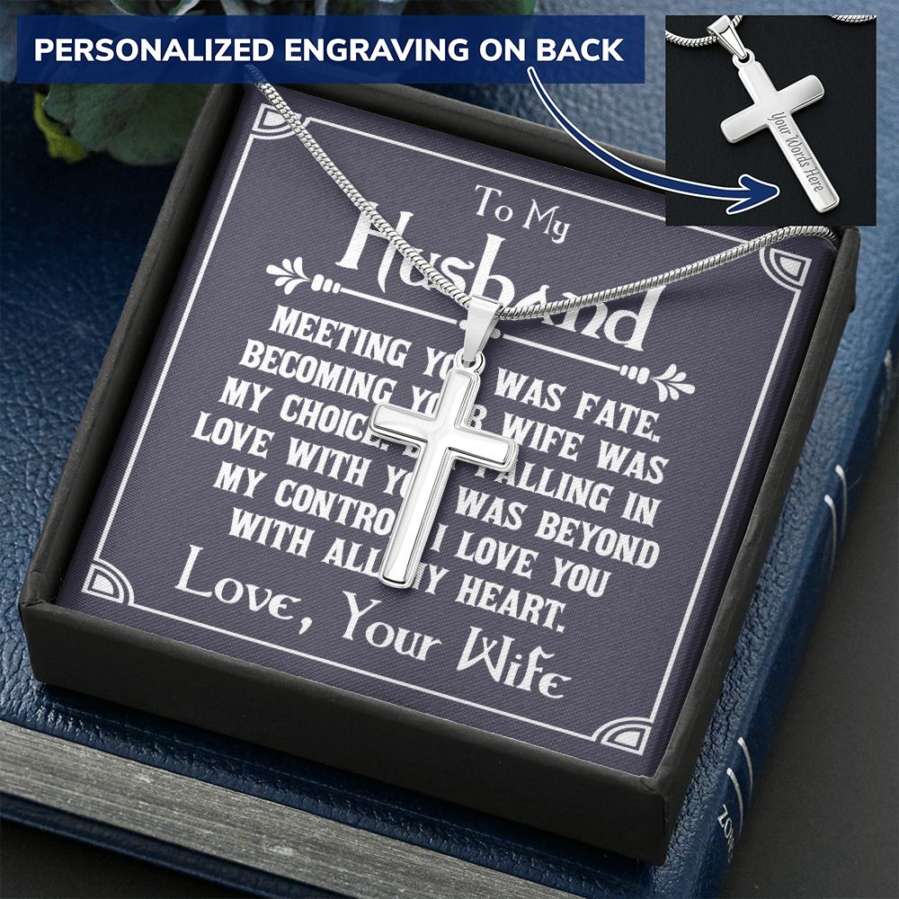 To My Husband Necklace, Necklace For Husband, Gift For Husband, Gift For Man, Jewelry for Him, Necklace For Man, Valentine, Birthday, Christmas, Anniversary Jewelry for Men2 Personalized Cross Necklace